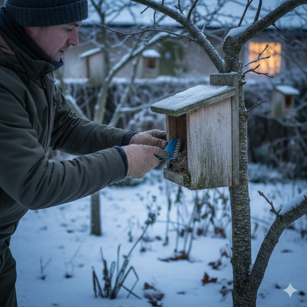 Gardenr winter cleaning a nest box